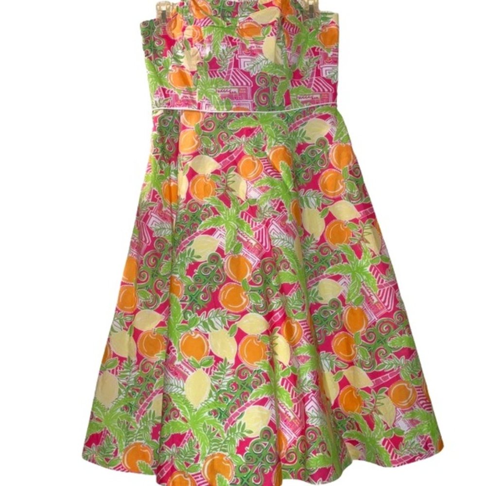 RARE HTF Lilly Pulitzer Juice Bar Print White Tag 90s Y2K Dress Size 4